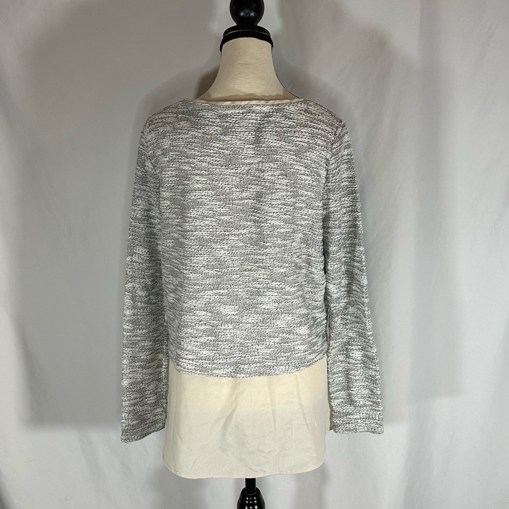 White House Black Market • Sweater Womens Lg Sparkly Knit Layered Chiffon Hem - Picture 3 of 10